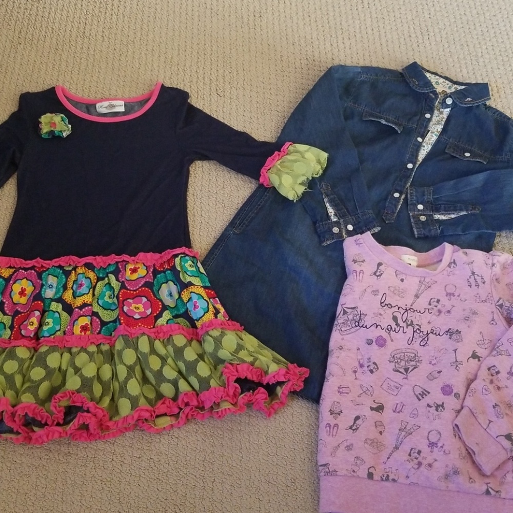 Dress sweatshirt and denim shirt dress